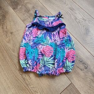 3-6 Tropical Leaf Print Baby Romper